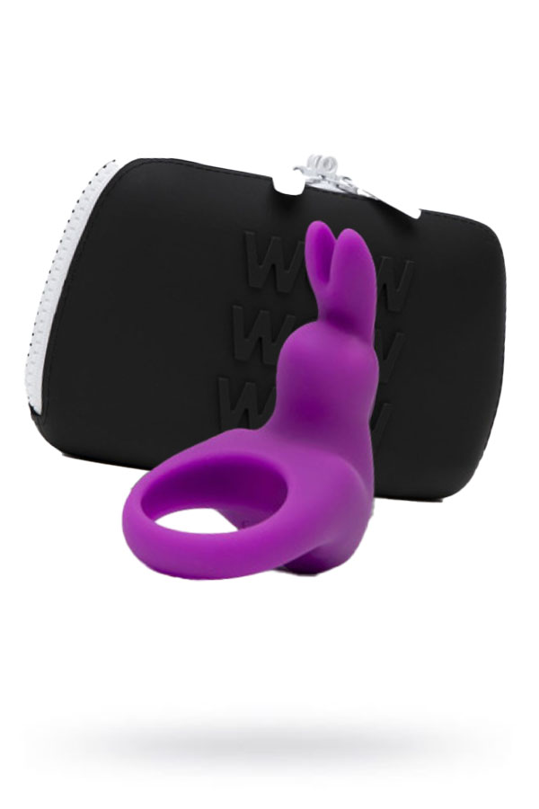 Эрекционное кольцо Happy Rabbit с вибрацией, фиолетовое, кейс в комплекте, Ø 3,17 см
