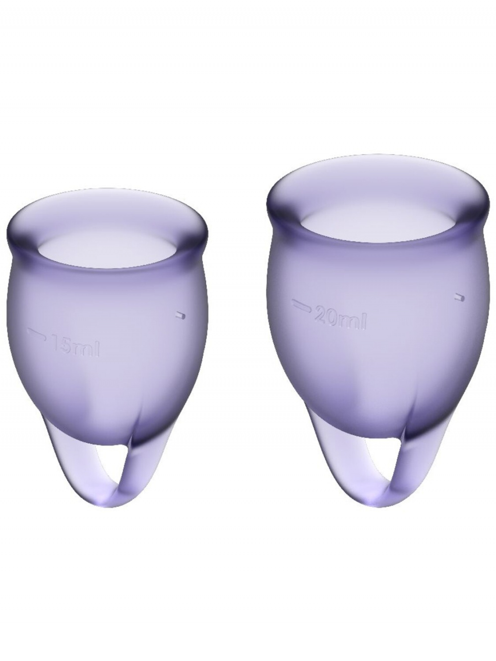Набор менструальных чаш, 2шт, 15 и 20 мл Feel confident Menstrual Cup Lilla с петелькой (арт. J1762-4)
