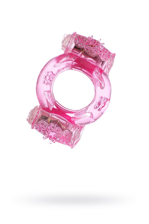 Эрекционное кольцо на пенис с двойной вибрацией, TOYFA, TPE, розовый, Ø 5 см (арт. 818033-3)