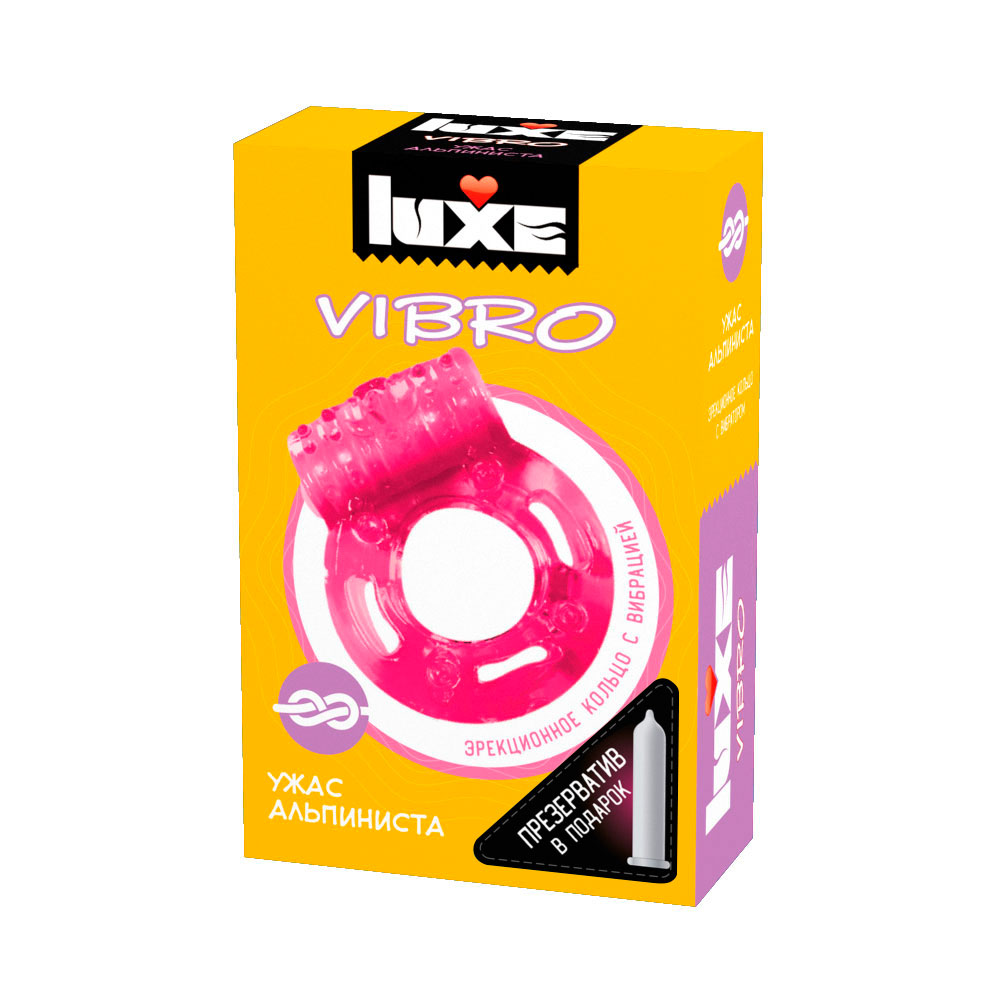 Виброкольцо Luxe Vibro Ужас альпиниста + презерватив 1 шт, Ø 3,3 см (арт. 141056)