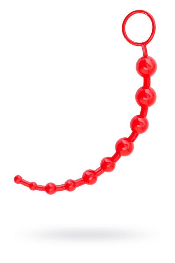 Анальная цепочка Black & Red by Toyfa, ПВХ, красная, 31 см, Ø 3 см (арт. 901302-9)