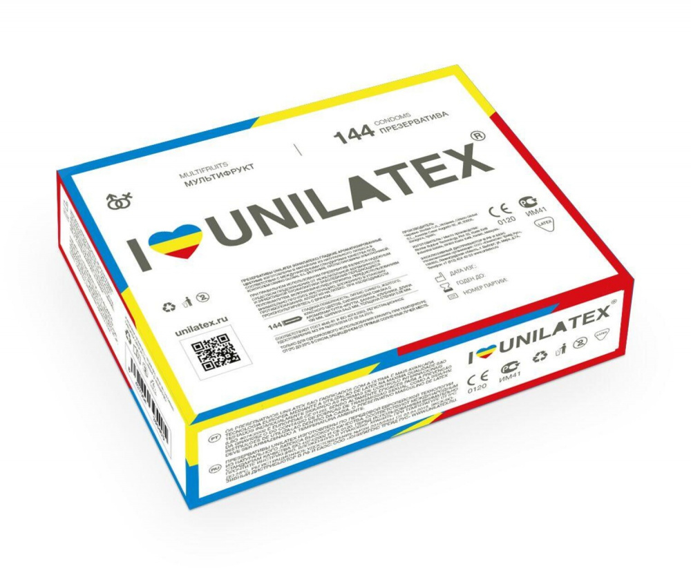 Unilatex Multifruits презервативы гладкие фруктовые 19 см, Ø 5,4, 144 шт (арт. 3023)