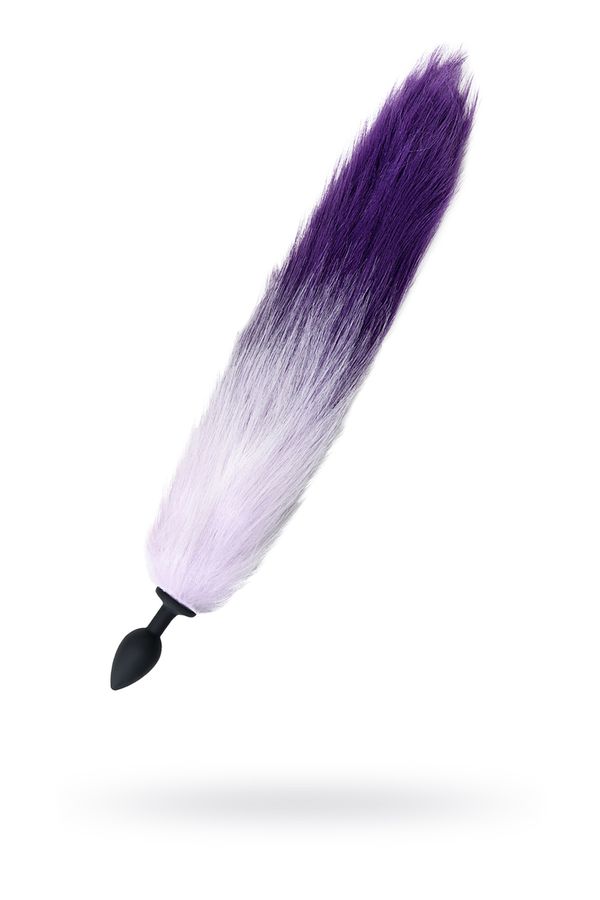Анальная втулка с бело-фиолетовым хвостом POPO Pleasure by Toyfa, S, силикон, черная, 45 см, Ø 2,7 см (арт. 731443)