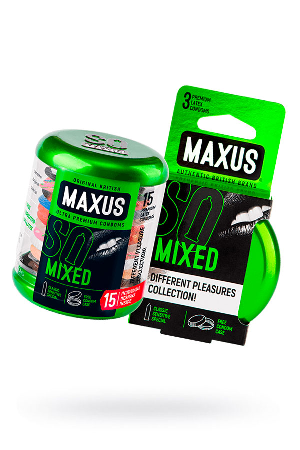 Презервативы Maxus набор Mixed, латекс, 18 см, Ø 5,3, кейс в подарок