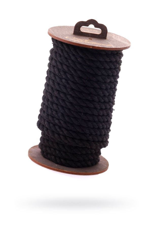 Веревка для шибари Crazy Handmade, на катушке, хлопок, черная, 20 м, Ø 8 мм (арт. CH-5402)
