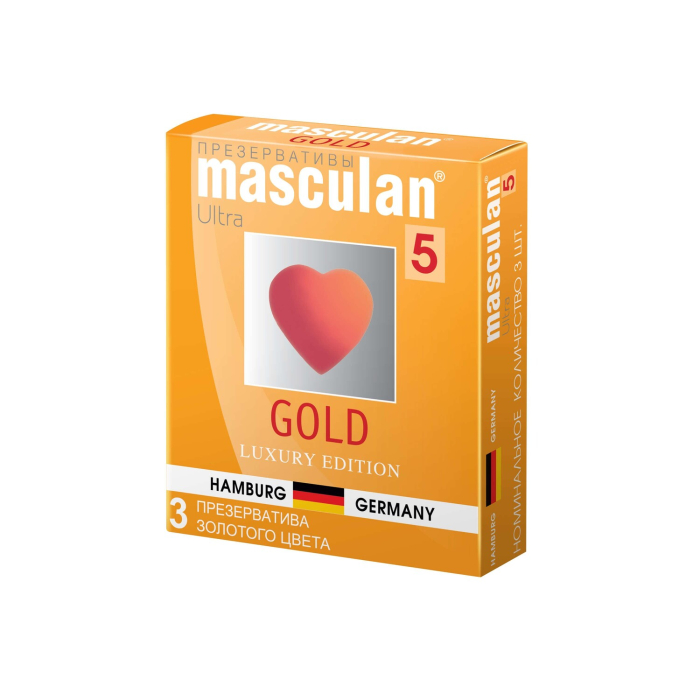 Презервативы Masculan 5 Ultra, Золотого цвета, 18,5 см, Ø 5,3 см, 3 шт( арт. 13596)