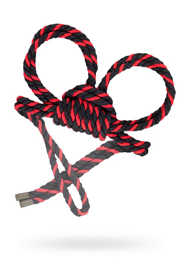Наручники-оковы Pecado BDSM, "Узел-омега", из хлопковой веревки, черно-красные, 3,5 м (арт. 06625-03)