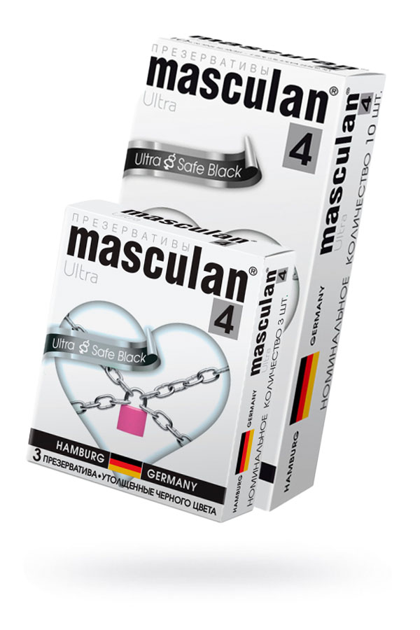 Презервативы Masculan Ultra 4, 18,5 см, Ø 34 мм, 10 шт. Ультра прочные (Ultra safe black)