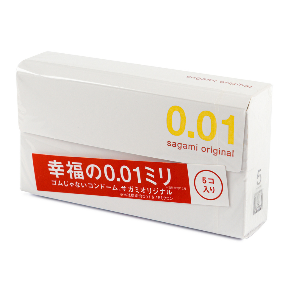 Презервативы Sagami, original 0.01, полиуретан, 17 см, 5,5 см, 5 шт (арт. 143219)