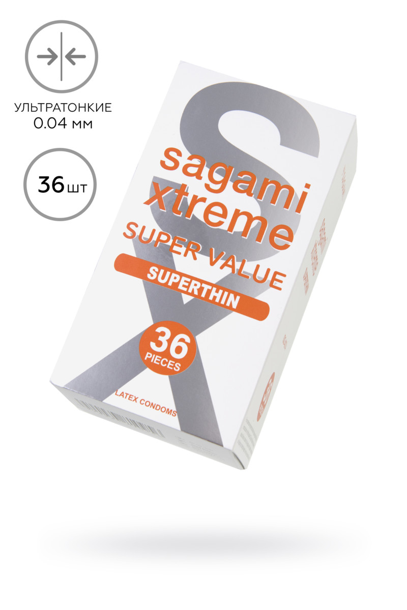 Презервативы Sagami, xtreme, 0.04, латекс, 19 см, 5,2 см, 24 шт. (арт. 143161)