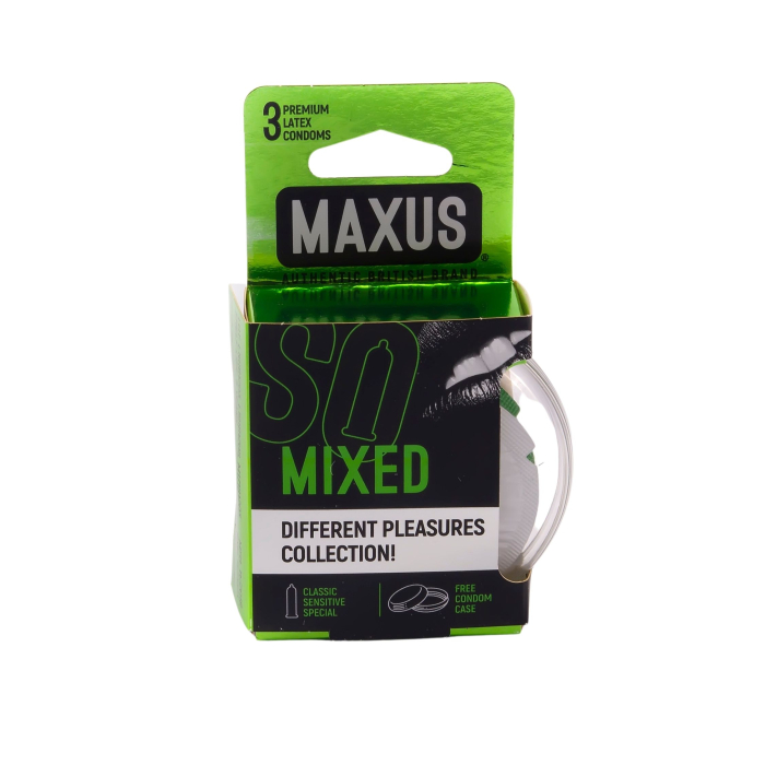 Презервативы Maxus набор Mixed, латекс, 18 см, Ø 5,3, 3 шт, пластиковый кейс (арт. 0901-011)