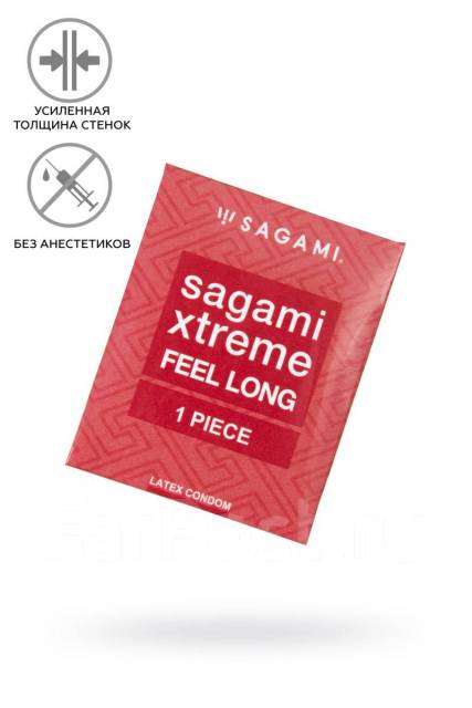 Презервативы Sagami Xtreme Feel Long, ультрапрочные, латекс, 19 см, 5,3 см, 1 шт. (арт. 150491)