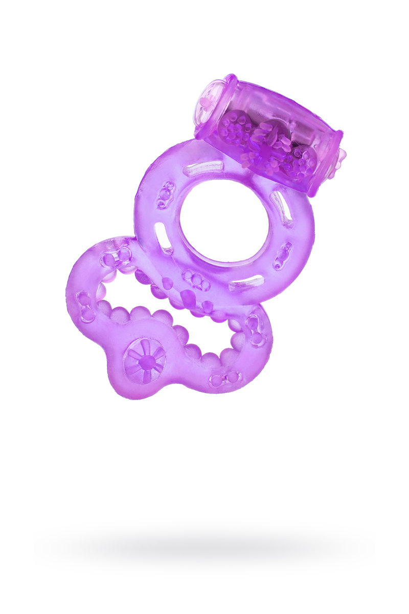 Эрекционное кольцо на пенис с двойной вибрацией Toyfa, TPE, фиолетовый, Ø 5 см (арт. 818033-4)