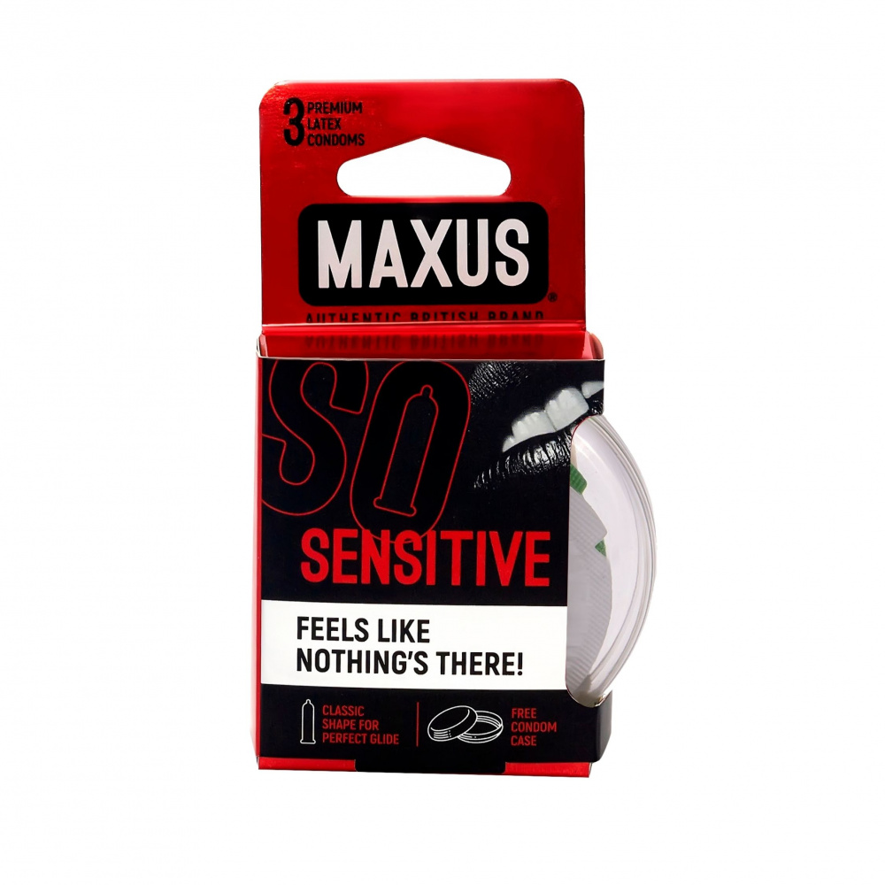 Презервативы Maxus Ultra thin, ультратонкие, латекс, 18 см, Ø 5,3, 3 шт, пластиковый кейс в подарок (арт. 0901-009)