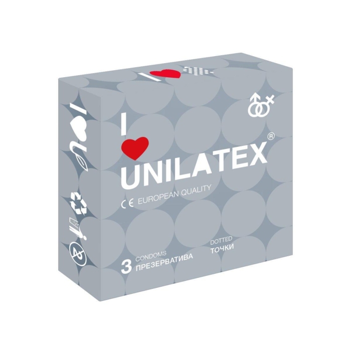 Презервативы Unilatex Dotted, латекс, 19 см, Ø 5,4, 3 шт (арт. 3017Un)