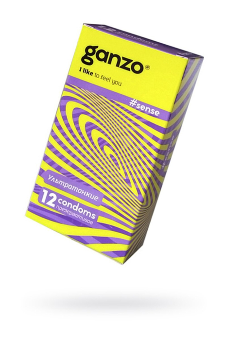 Презервативы Ganzo Sense, тонкие, латекс, 18 см, Ø 5,2, 12 шт (арт. 0701-004)