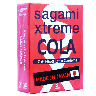 Презервативы Sagami Xtreme Cola, с ароматом колы, латекс, 19 см, 5,2 см, 3 шт. (арт. 143157)