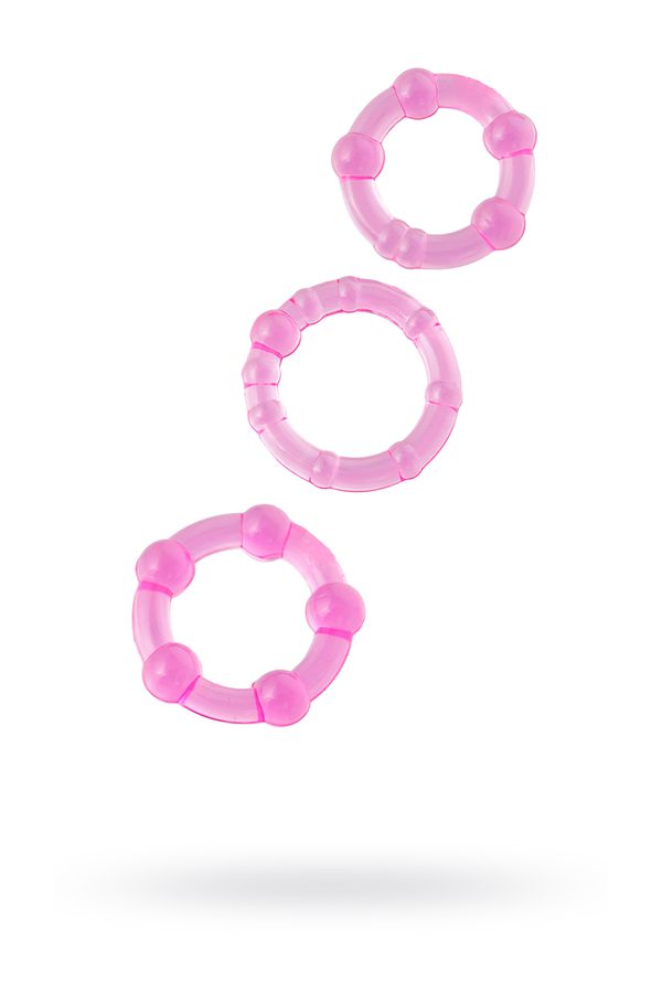 Набор колец 3 шт, Toyfa, PVC, розовый, Ø 3,5 см (арт. 888300-3)