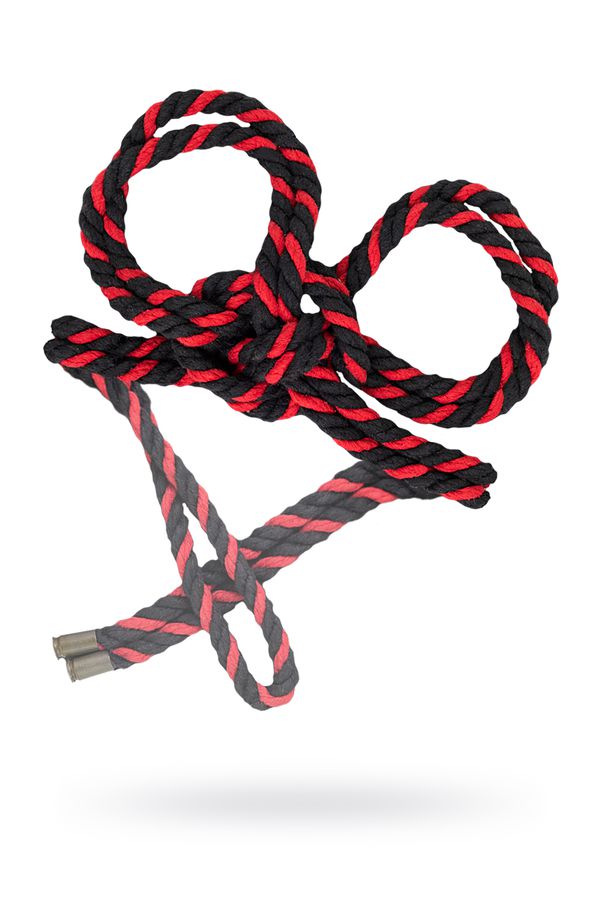Наручники-оковы Pecado BDSM, "Узел-альфа", из хлопковой веревки, черно-красные, 3,3 м (арт. 06624-03)