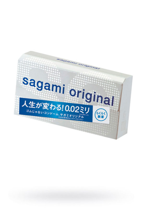Презервативы Sagami, original 0.02 Quick, с лентой для быстрого надевания, полиуретан, ультратонкие, гладкие, 17 см, 5,5 см, 6 шт. (арт. 143143)