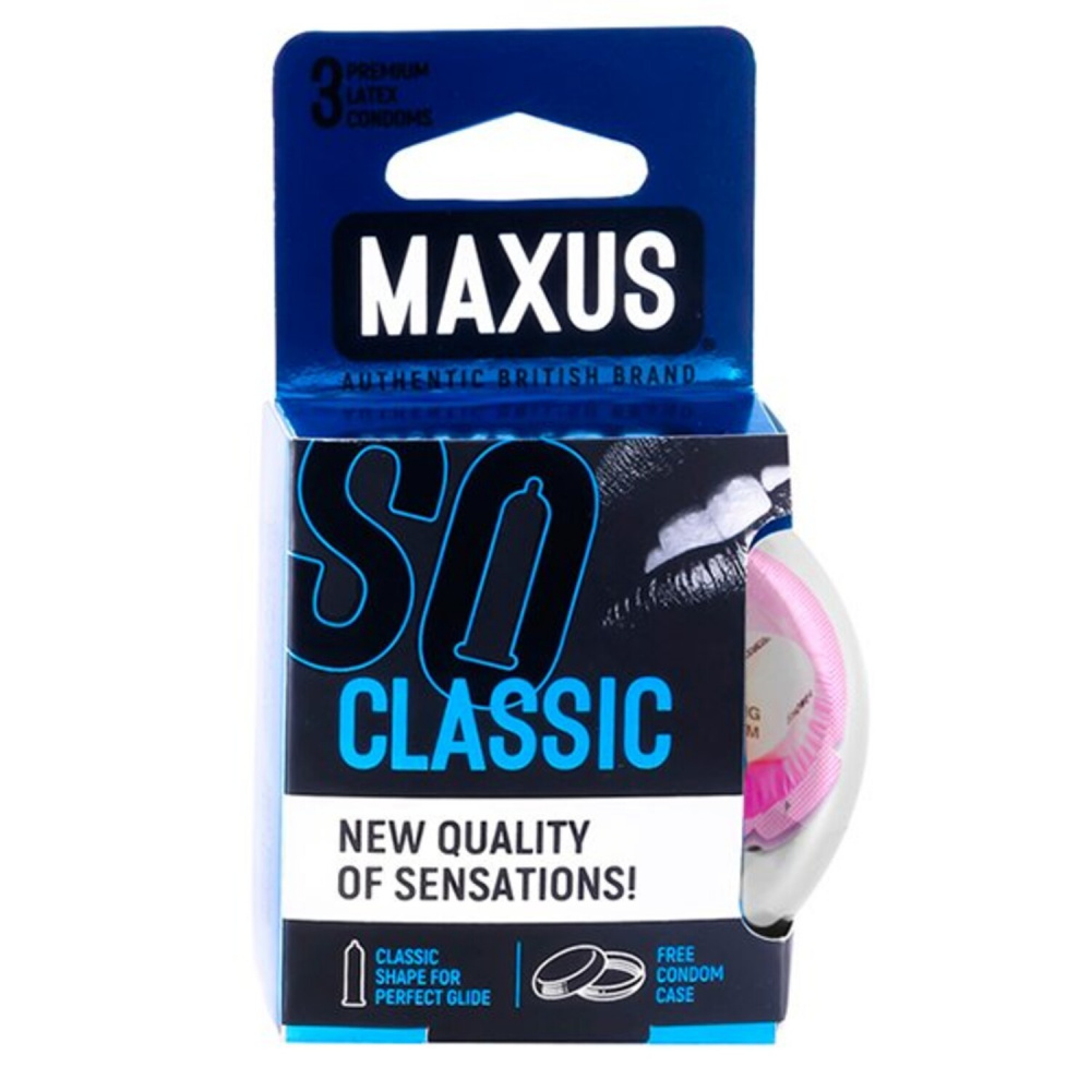 Презервативы Maxus Classic, латекс, 18 см, Ø 5,3, 3 шт, пластиковый кейс (арт. 0901-008)