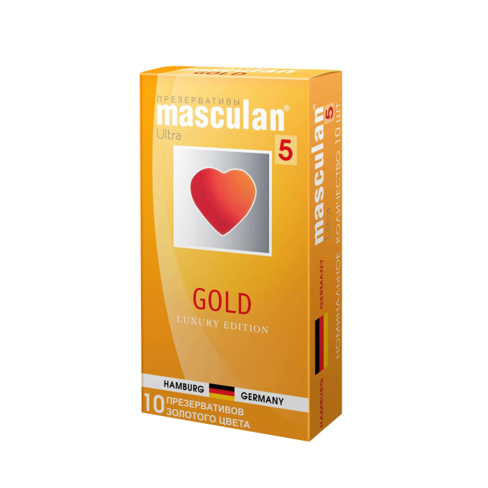 Презервативы Masculan 5 Ultra, Золотого цвета, 18,5 см, Ø 5,3 см, 10 шт.(арт. 00186)