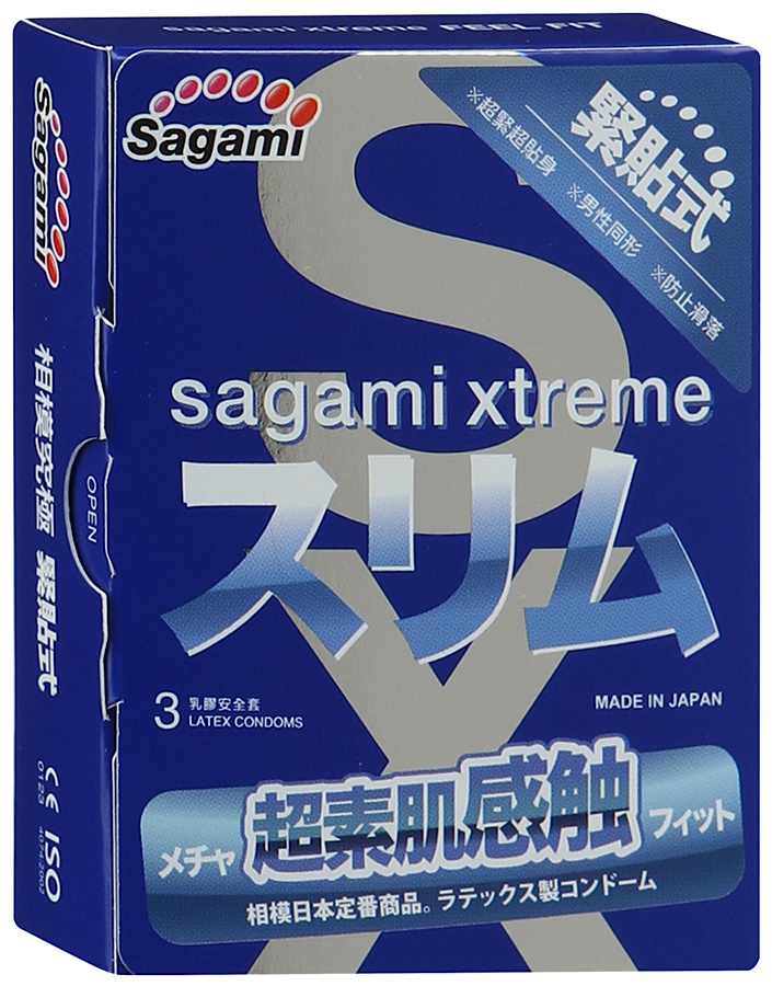 Презервативы Sagami Xtreme Feel Fit, супероблегающие, латекс, 19,5 см, 5,1 см, 3 шт (арт.143151)