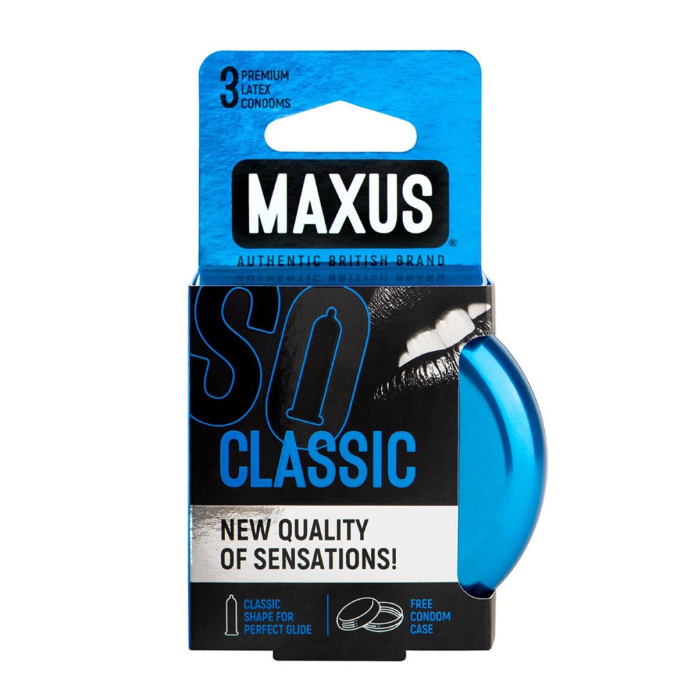 Презервативы Maxus Classic, латекс, 18 см, Ø 5,3, 3 шт, металлический кейс (арт. 0901-004, 168/1)