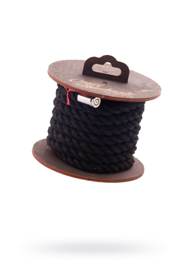 Веревка для шибари Crazy Handmade, на катушке, хлопок, черная, 3 м, Ø 8 мм (арт. CH-5102)
