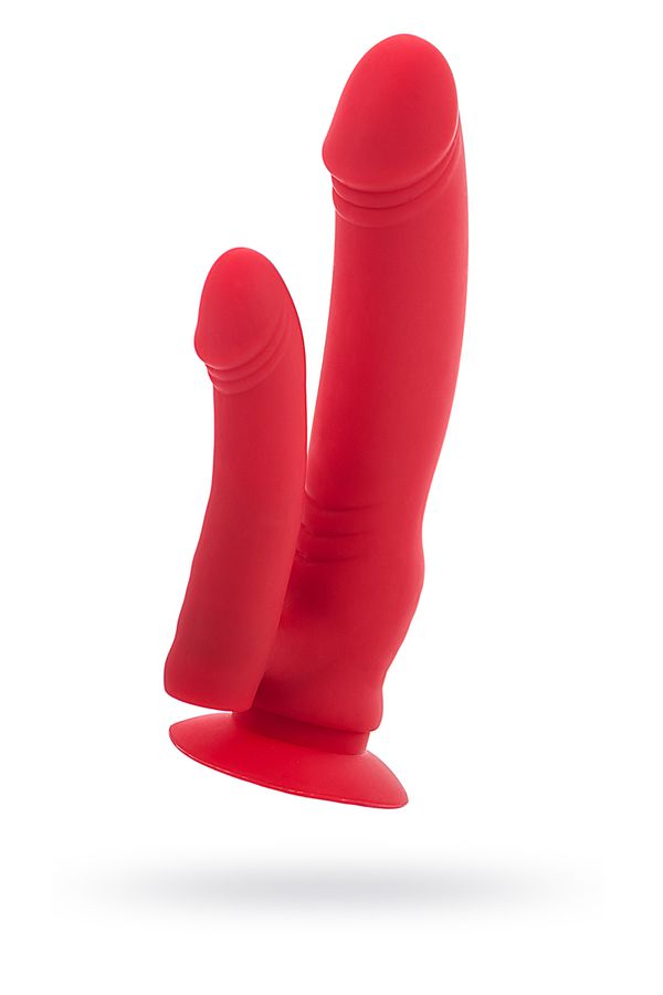 Анально-вагинальный вибратор Black & Red by Toyfa, силикон, красный, 18 см, Ø 3,5 см (арт. 901402-9)