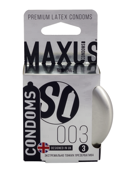 Презервативы Maxus 003, экстремально тонкие, латекс, 18 см, Ø 5,3, 3 шт, железный кейс (арт. 0901-036)