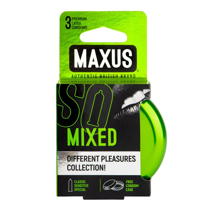 Презервативы Maxus набор Mixed, латекс, 18 см, Ø 5,3, 3 шт, железный кейс (арт. 0901-007)