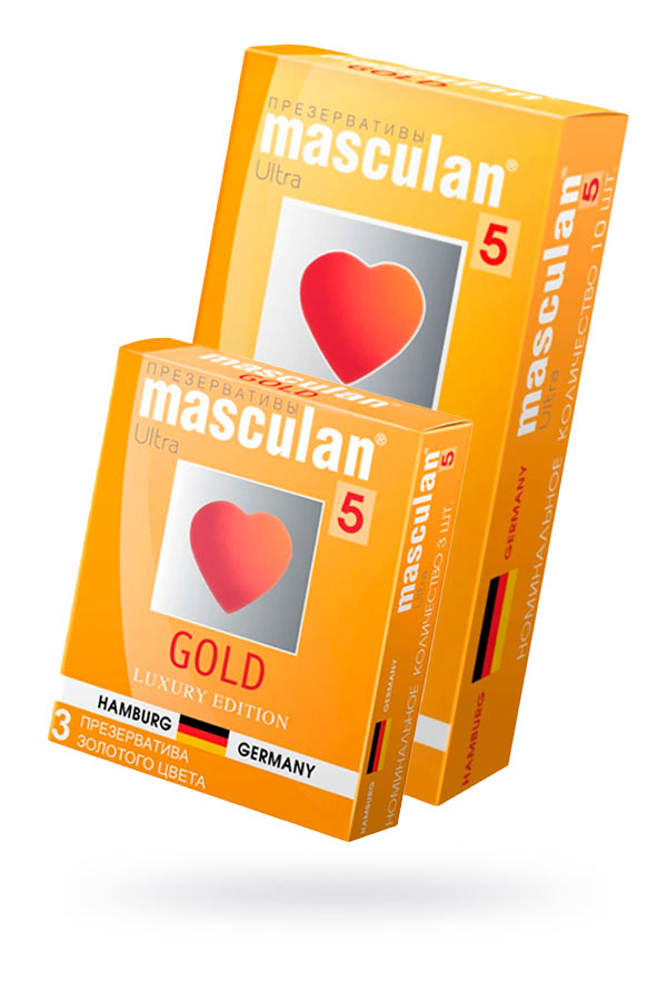 Презервативы Masculan 5 Ultra, Золотого цвета, 18,5 см, Ø 5,3 см (Gold)