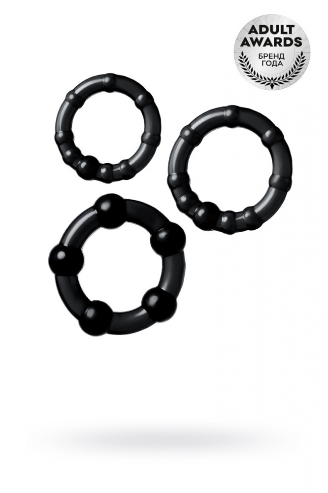 Набор колец TOYFA A-toys, TPE, черные, Ø 3,5/3/2 см (арт. 769004-5)