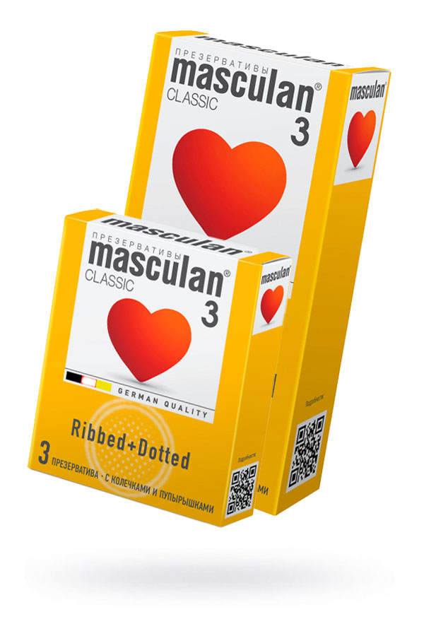 Презервативы Masculan Classic 3 , 19,5 см, Ø 5,3 см, с колечками и пупырышками (Dotty+Ribbed)