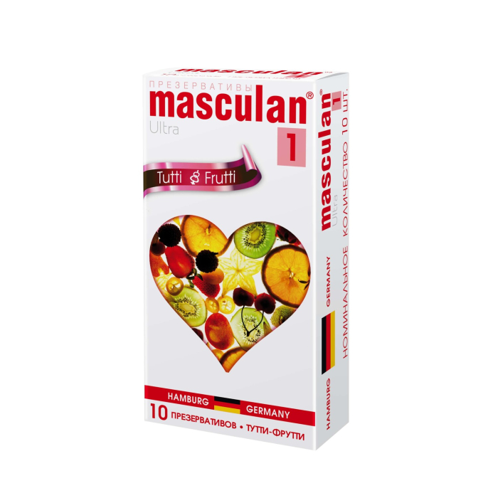 Презервативы Masculan Ultra 1, 18,5 см, Ø 5,3 см (Tutti-Frutti), 10 шт (арт. 11960)