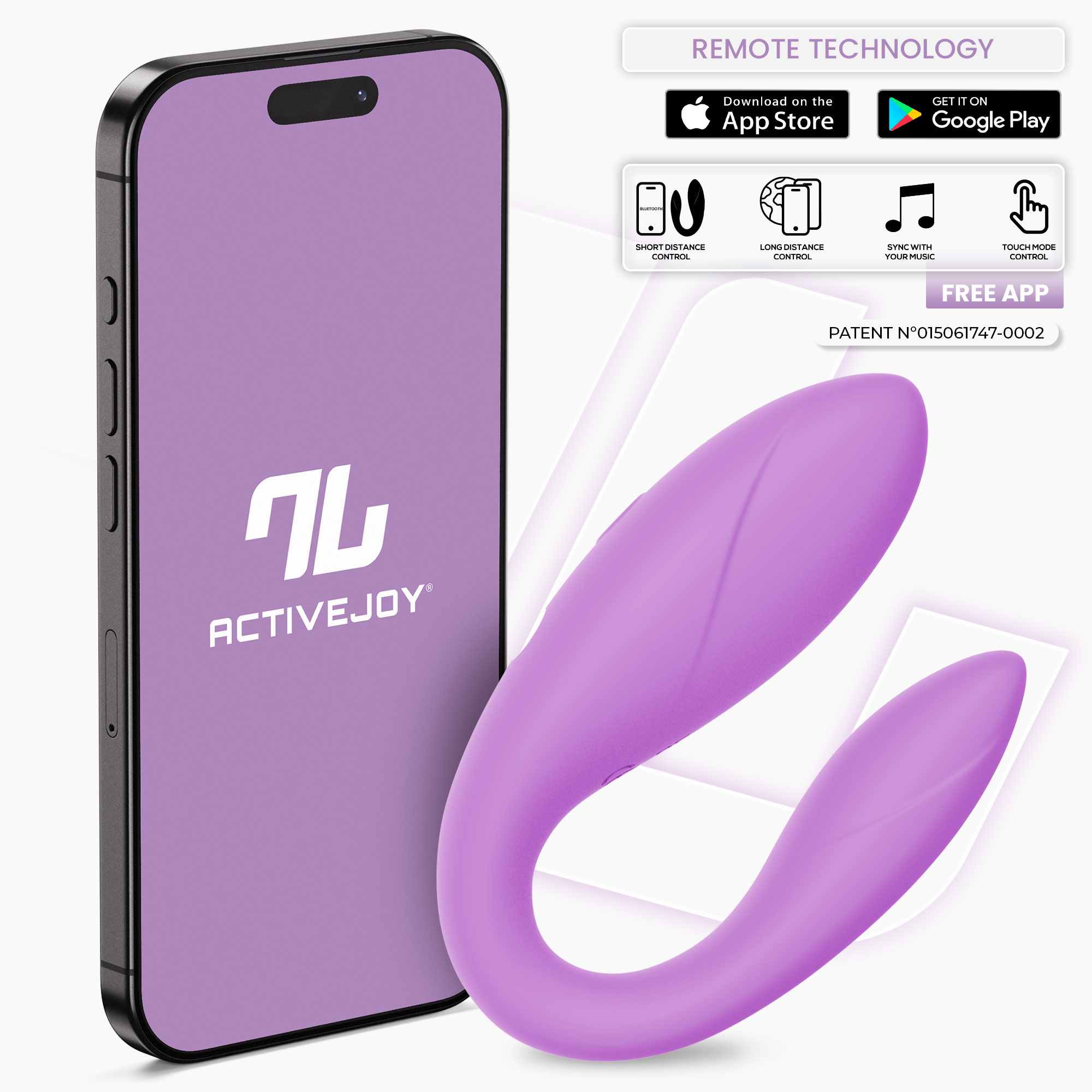 Интерактивный вибромассажёр для пар Couple Toy Lavender, лавандовый