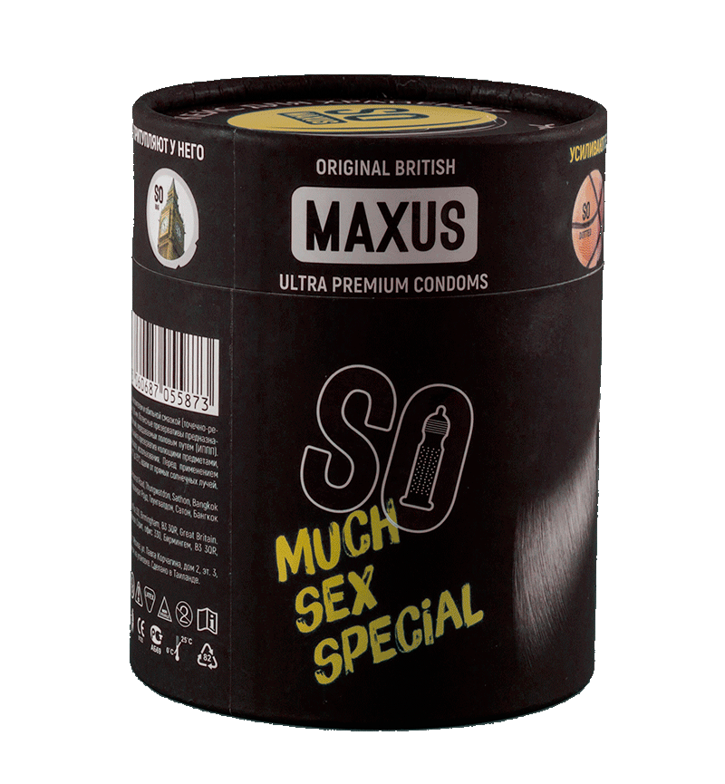 Презервативы MAXUS SO MUCH SEX SPECIAL в черном тубусе, точечно-ребристые, 100 шт