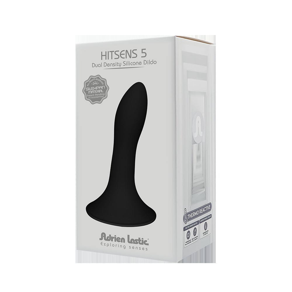 Небольшой дилдо на присоске с двойной плотностью Hitsens S05 Black ADRIEN LASTIC DILDO DUAL DENSITY