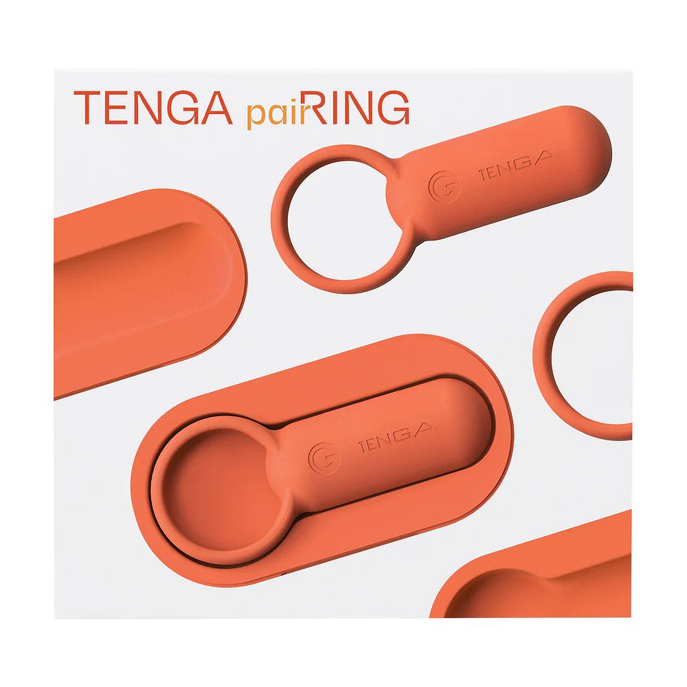 Эрекционное кольцо Tenga paiRING с вибрацией, коралл