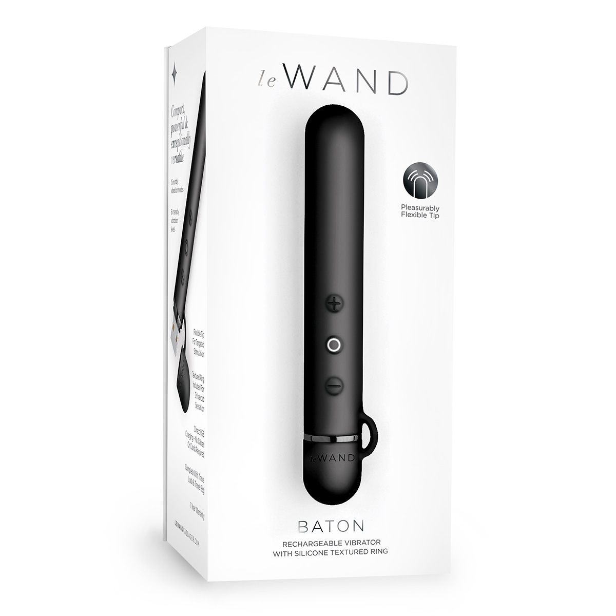 Силиконовый мини-вибратор класса люкс Le Wand Baton темный хром