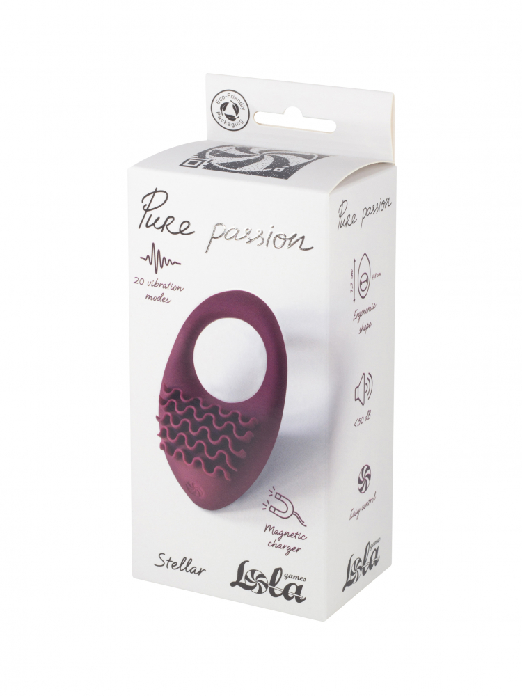 Перезаряжаемое эрекционное виброкольцо Pure Passion Stellar Wine Red, Ø3 см (арт. 1501-02lola)
