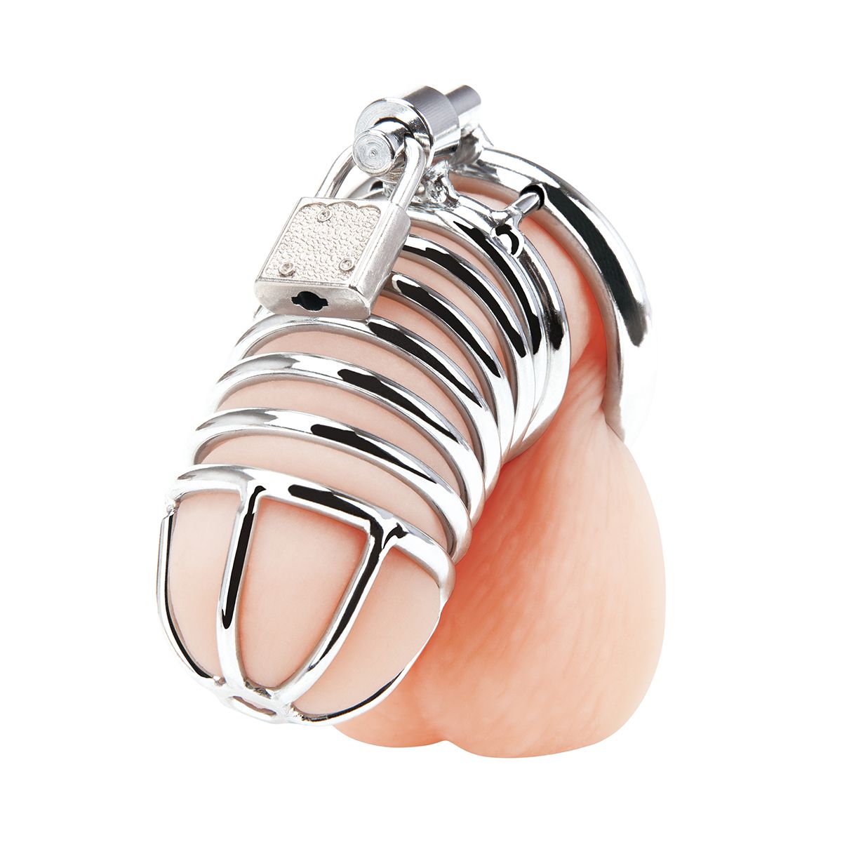 Металлическая клетка с замком для сексуальных пыток члена Deluxe Chastity Cage