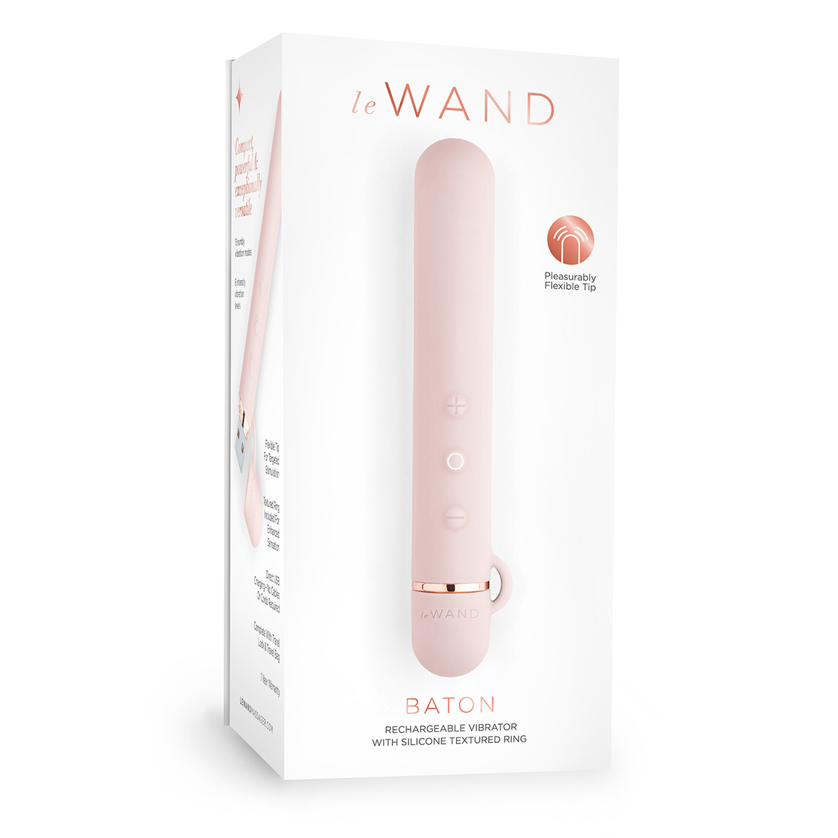 Силиконовый мини-вибратор класса люкс Le Wand Baton розовое золото