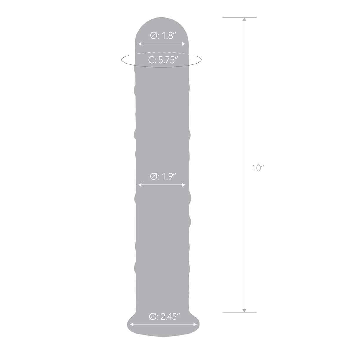Прямой стеклянный фаллос с массажным рельефом 10" EXTRA LARGE GLASS DILDO