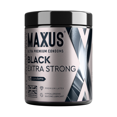 Презервативы MAXUS Повышенной прочности (Extra Strong), черные, утолщенные, 15 шт