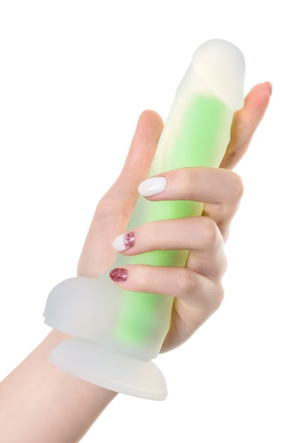 Фаллоимитатор, светящийся в темноте, Бийонд бай Тойфа (Beyond by Toyfa), силикон, прозрачный (различные цвета в ассортименте)