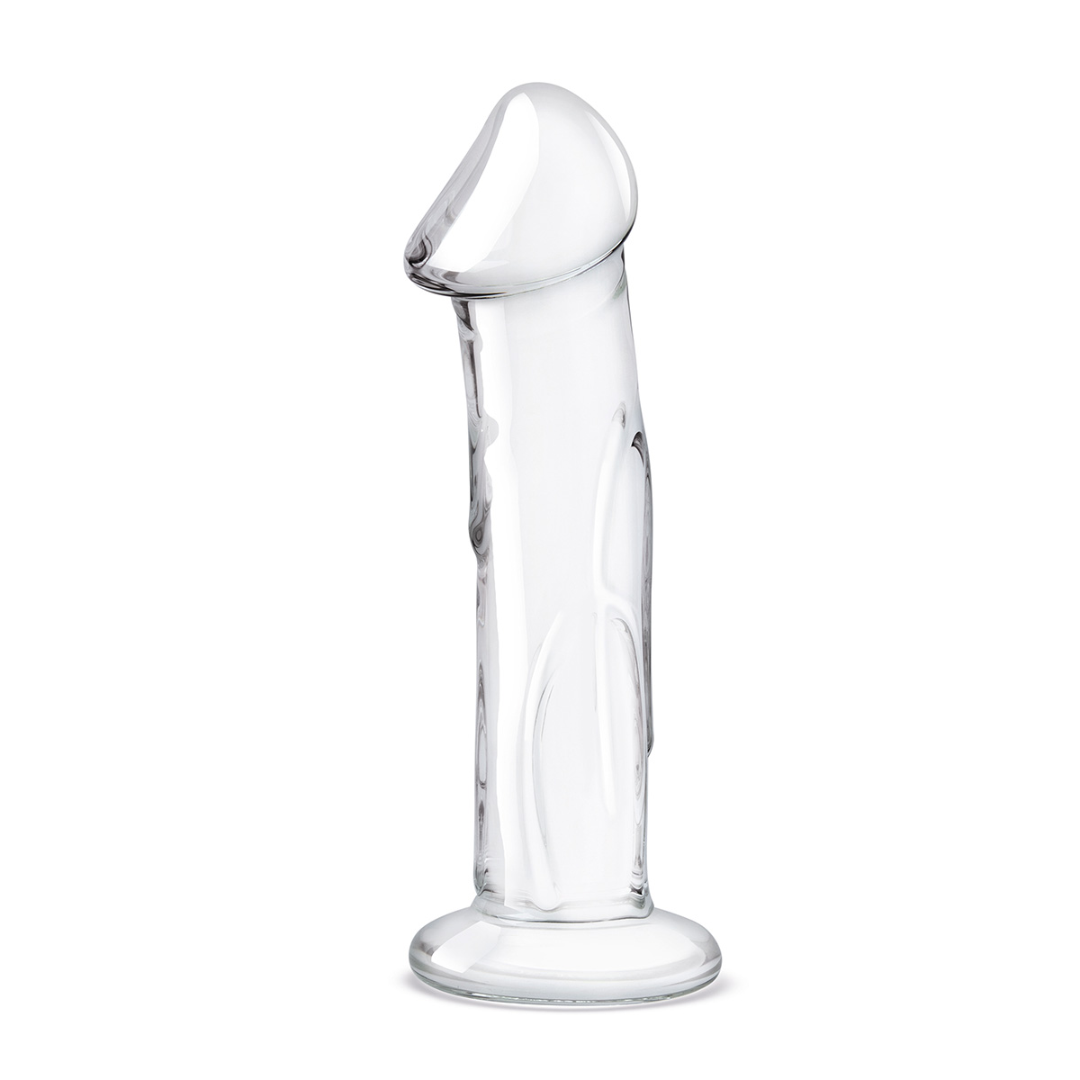 Фаллоимитатор 6 in с рельефом и крупной головкой Glass Dildo With Veins & Flat Base