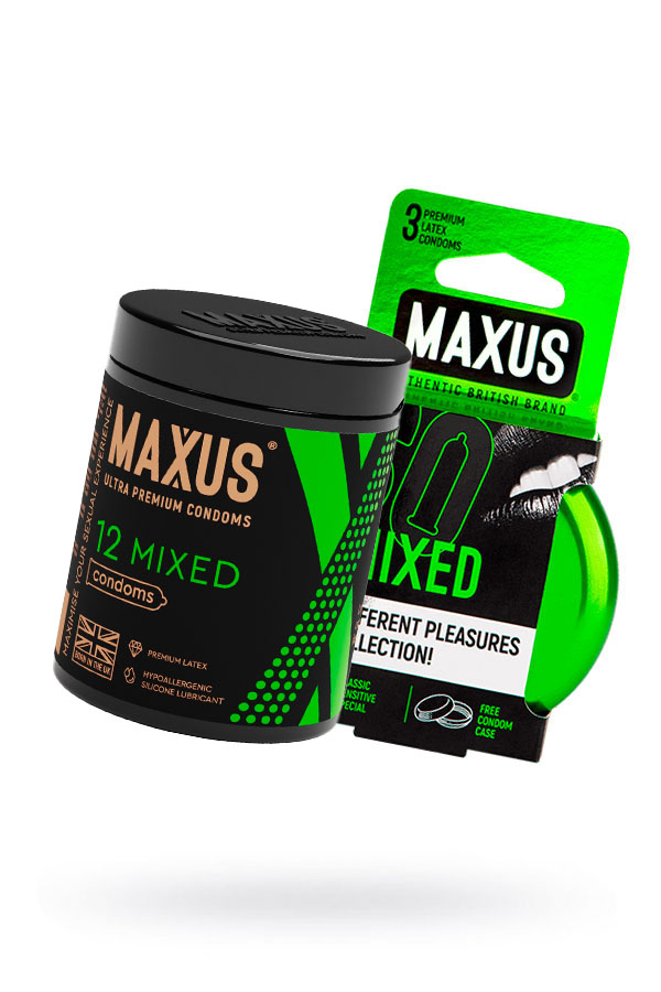 Презервативы Maxus набор Mixed, латекс, 18 см, Ø 5,3, кейс в подарок