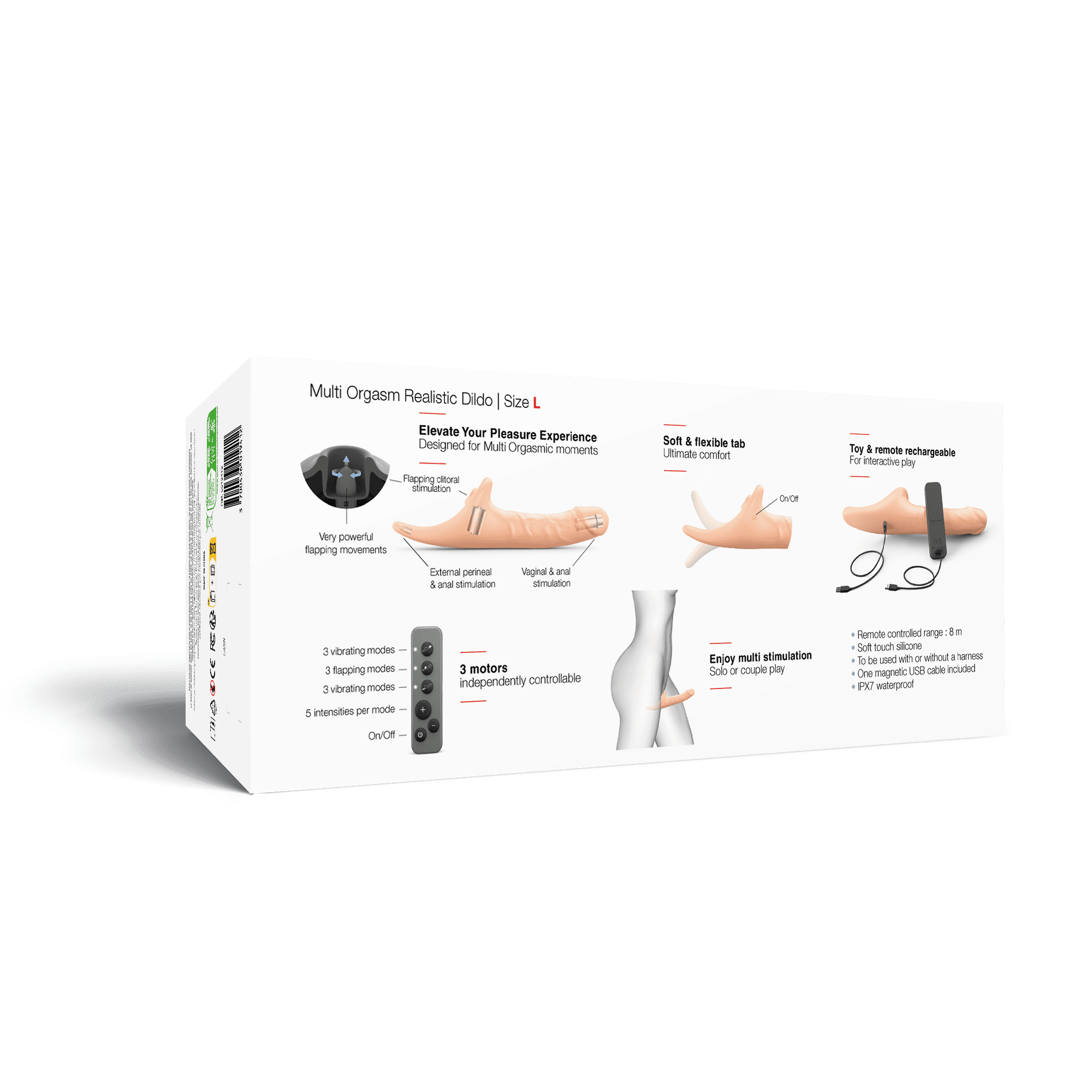 Фаллоимитатор Strap-on-me MULTI ORGASM REALISTIC DILDO с стимуляцией клитора и вибрацией L, телесный